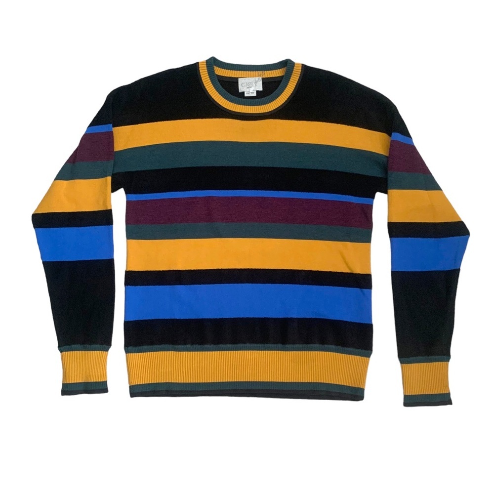 Grey Jason Wu Multicolored Striped Crew Neck Swea… - image 1